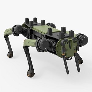 Vision 60 Tactical Robot Dog Green Rigged For Blender Animated Set 3D model