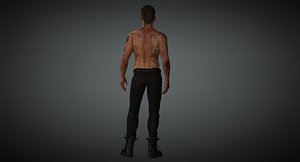 Realistic 3D Model of a Man with Minor Injuries 3D