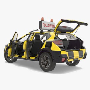 3D Subaru XV Airport Follow Me Vehicle Rigged for Cinema 4D
