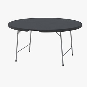 Round Folding Table Black Unfolded