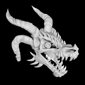 Rigged dragon skull 3D model