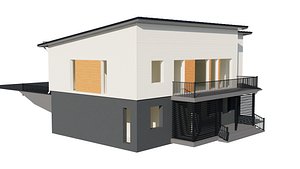 3D Modern Two-Story Low-Poly House