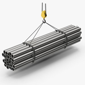 Crane Hook Lifting Iron Pipes 3D model