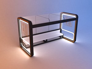 Futuristic scifi bus stop with lighting 3D model