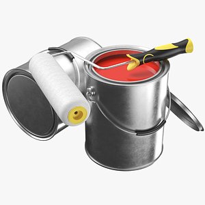 Paint Can With Paint Roller