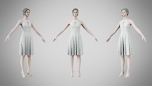 Dress 23 Aqua Meadow Mosaic model