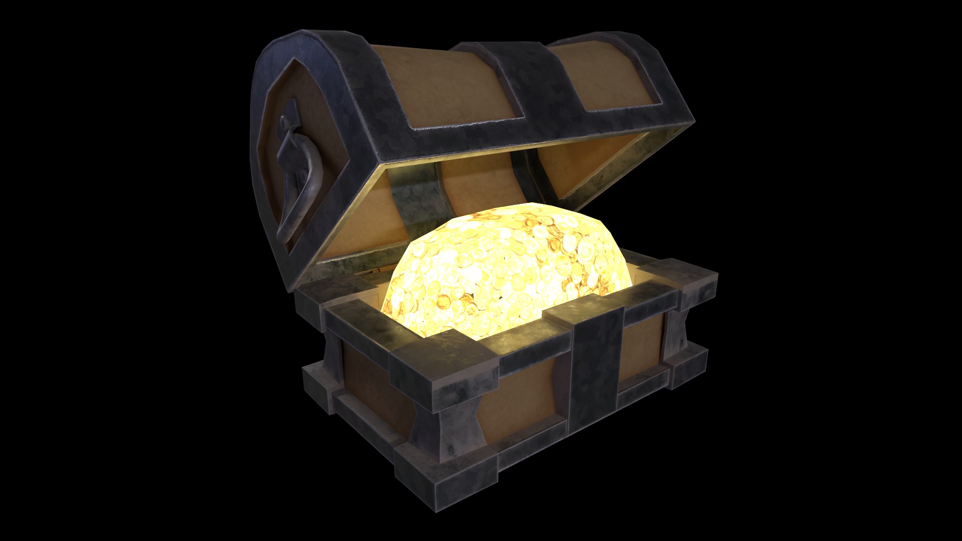 3D Model Stylized Chest And Gold Game Ready Low Poly PBR 3D Model ...