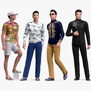 Rigged Asian Men Collection 2 for Cinema 4D model