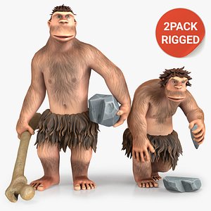 3D cartoon neanderthal character