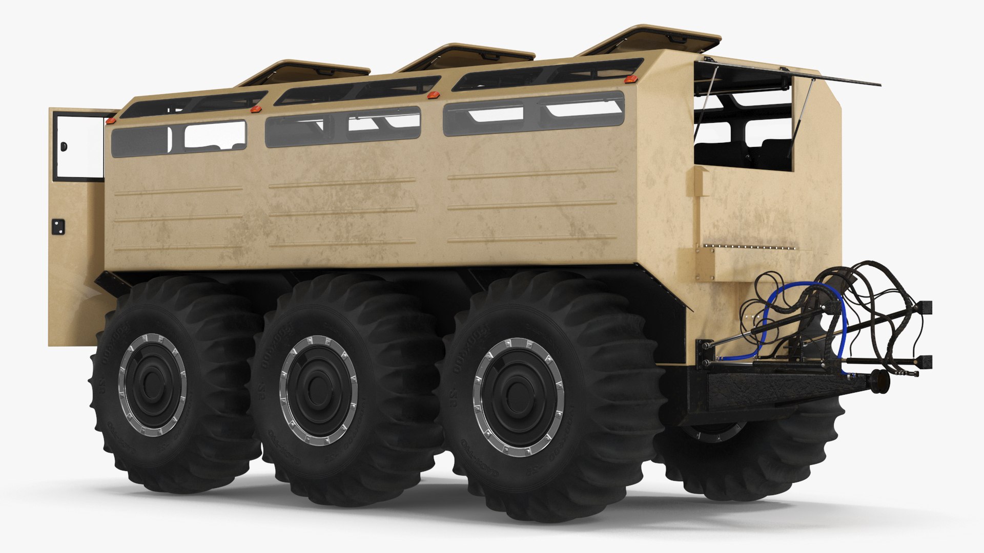 All-Terrain Trailer Beige Rigged 3D model preview