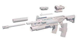 assault rifle modded colt 3d obj
