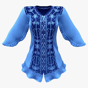 3D Historic Traditional Lace Up Pirate Tunic Top model