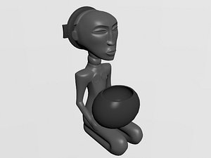 3D woman raised statue model