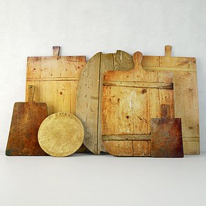 antique cutting boards knife 3D model