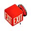 Czerwona lampa ścienna z napisem EXIT