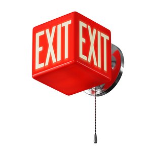 3D Red wall lamp with the inscription EXIT