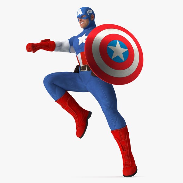 Marvel Cartoon Captain America Rigged 3D model