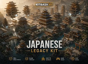 3D Japanese Architecture Megapack 59 Buildings Kitbash