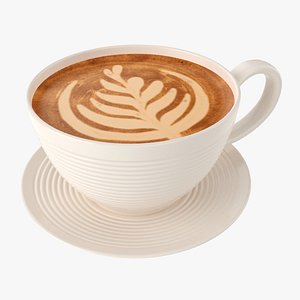 3D Coffee Latte in Mug With Saucer 02 model