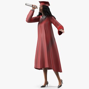 3D light skin graduation gown