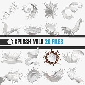 Splash Milk 20 Files 3D Model Collection