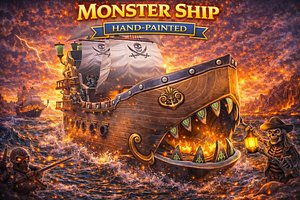 3D monster ship whale