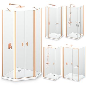 Radaway Nes Brushed Copper Shower 2 3D