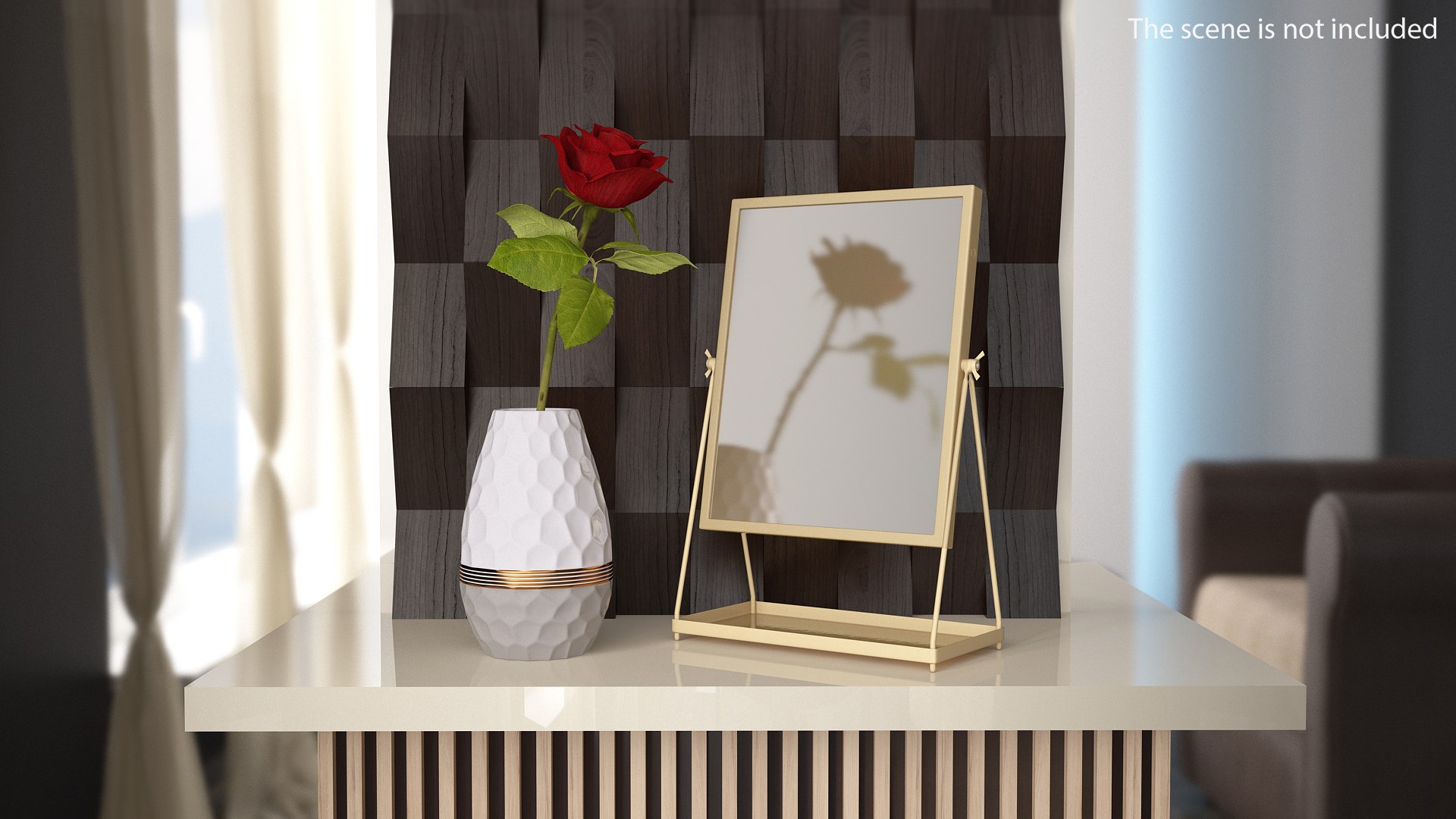 Gold Standing Table Mirror 3D model preview