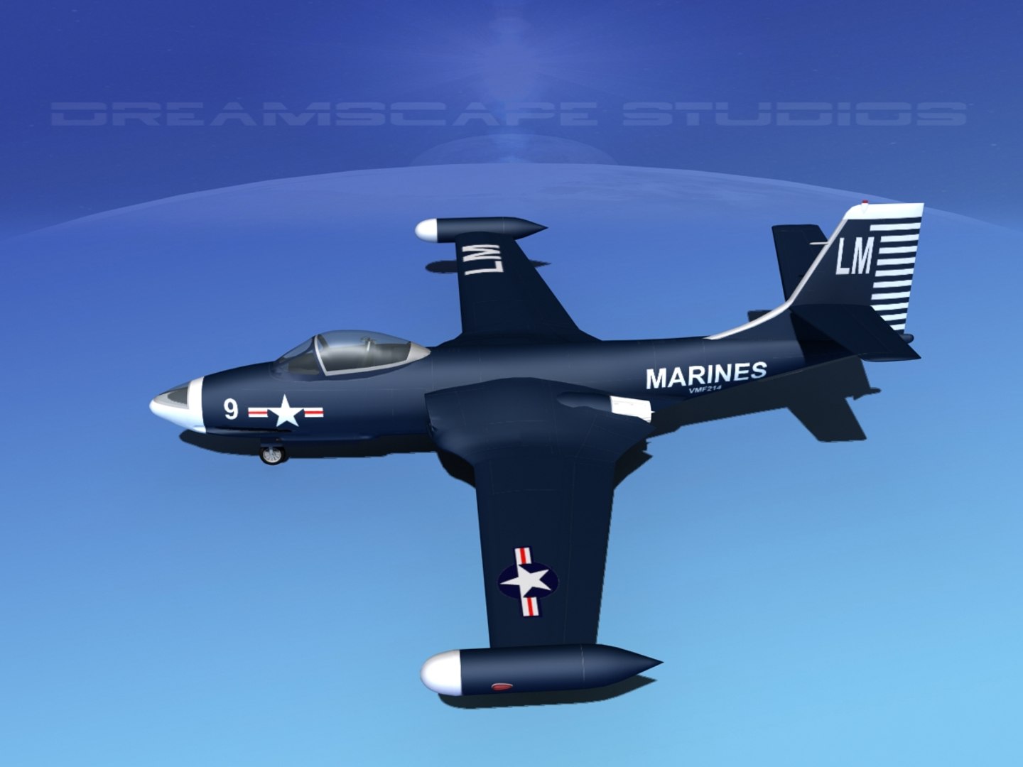 Korean F2h Banshee Jet Fighter 3d Model