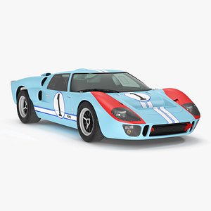 Ford GT40 Racing Car Blue Simple Interior 3D model