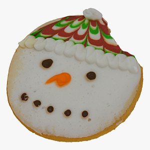 Snowman Head Gingerbread Cookie 01 Bitten RAW Scan 3D model