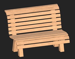 3D wooden bench model
