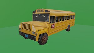3D SCHOOL BUS - LOW POLY - PS1 RETRO STYLE