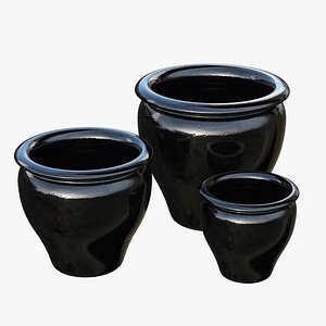 Large Glazed Black brown Tree Planter model