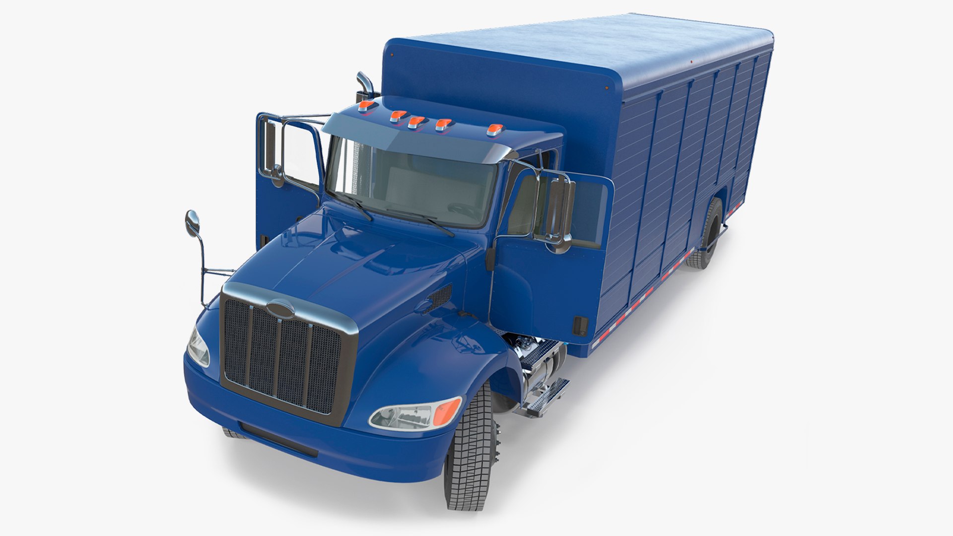 Medium Duty Box Truck 4x2 Blue Rigged for Maya 3D model preview