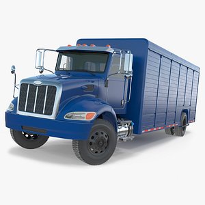 3D Medium Duty Box Truck 4x2 Blue Rigged for Maya