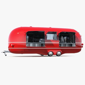 3D Modern Food Truck Red model