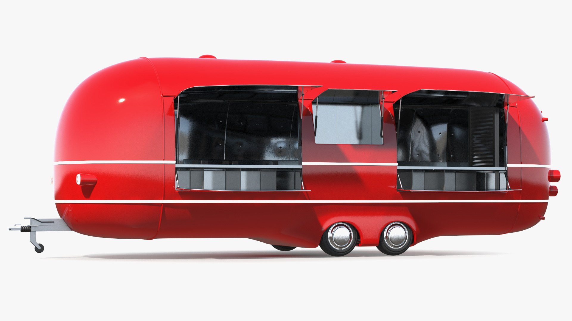 Modern Food Truck Red 3D model preview