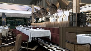 Modern Luxury Cafe Restaurant  Banquet Hall Interior 3D model