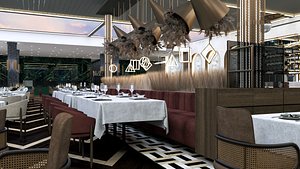 Modern Luxury Cafe Restaurant Banquet Hall Interior