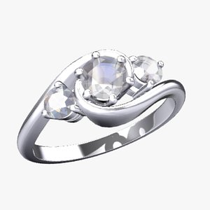 3D model Trinity Diamond ring