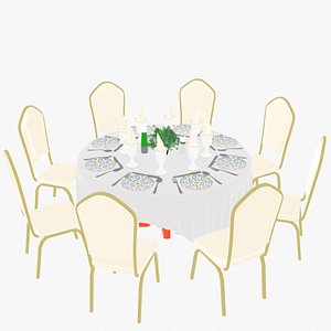 3D restaurant table set