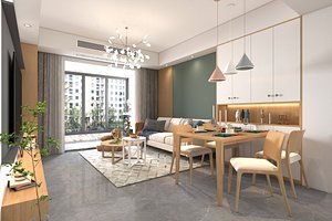 3D Living and Dining Room