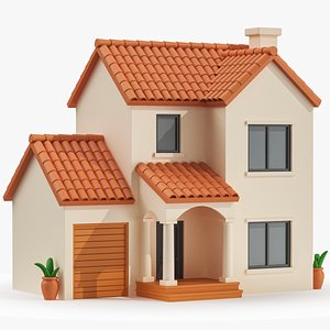 Cartoonish House Low Poly 3D Model 03