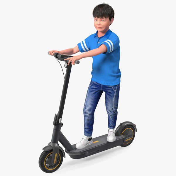 Boy With KickScooter 3D model