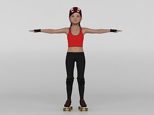 Roller Skater Girl 3D model