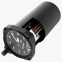Cylindrical Aircraft Altimeter Mechanical Dial Black Animated Rigged