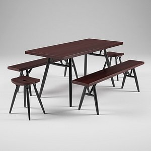 3d artek pirkka bench table model