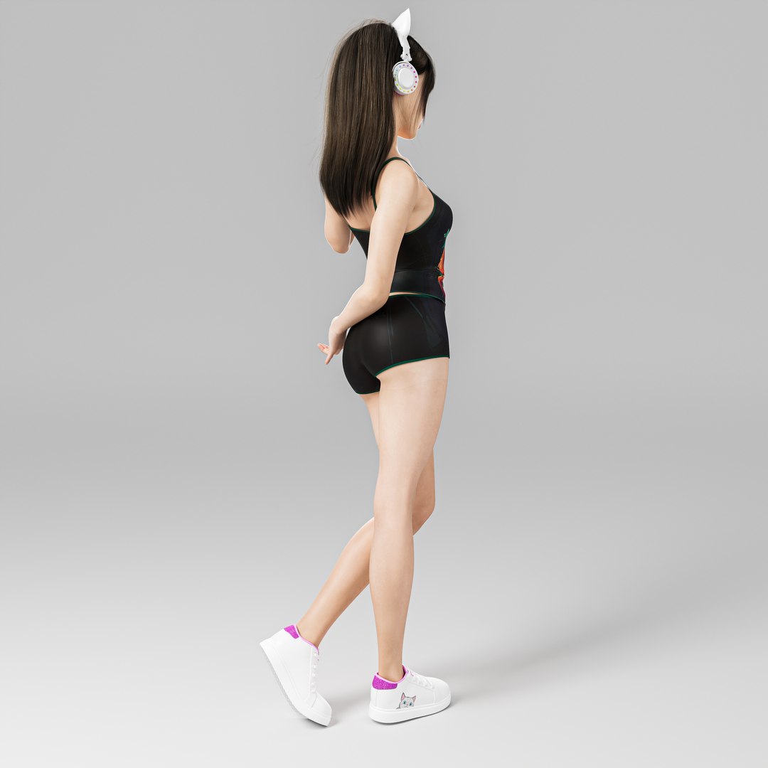 3D A Lovely Girl With A Greet Model - TurboSquid 2201703
