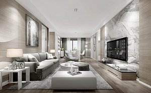 Modern Gray Living Room 3D model